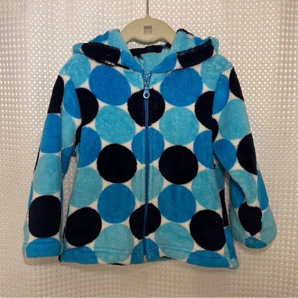 Hanna Andersson Other - Hanna Andersson Plush Blue and Black Polka Dot fleece jacket